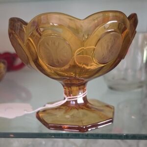 Amber Glass Pedestal Dessert Bowl - Home Dining Serveware